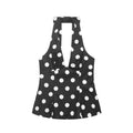 Bow embellished polka dot hanging neck collar sleeveless top - MODALIFE