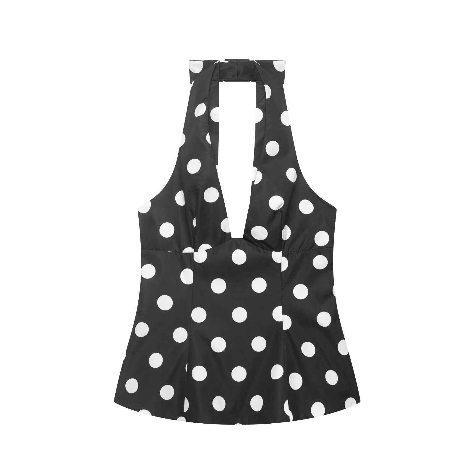 Bow embellished polka dot hanging neck collar sleeveless top - MODALIFE