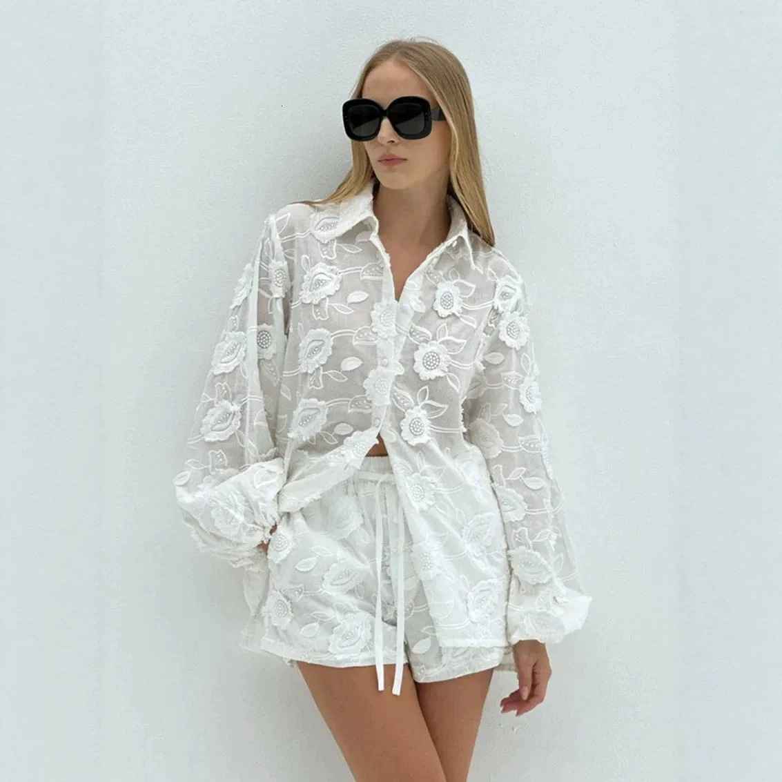 Embroidered shirt shorts set - MODALIFE