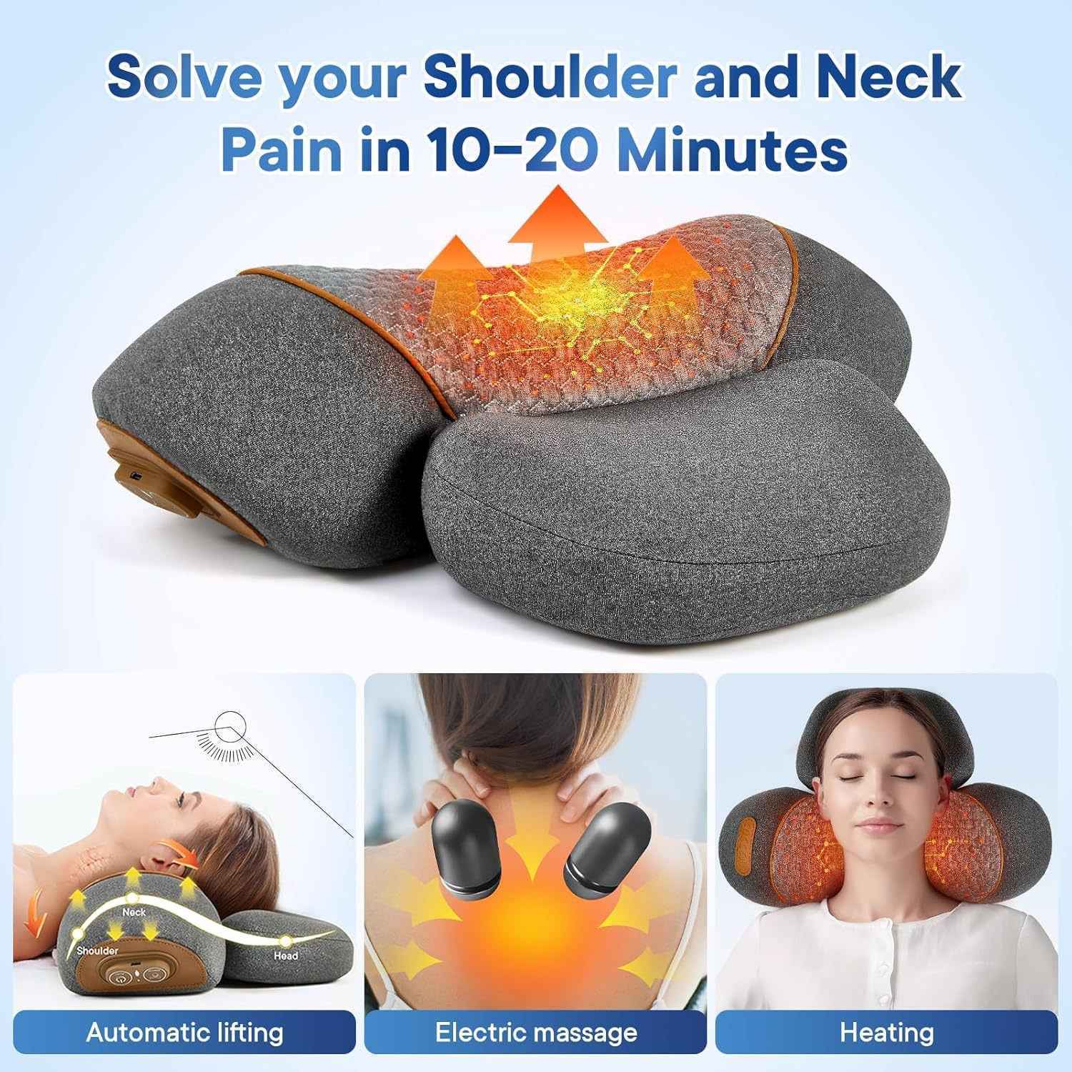Cervical massage pillow electric shoulder and neck massager sleep aid pillow