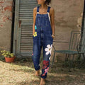 Summer Printed Overalls Denim Pants with Ripped Details, Loose Straight Leg Casual Stylish Versatile Long Pants for Women - MODALIFE