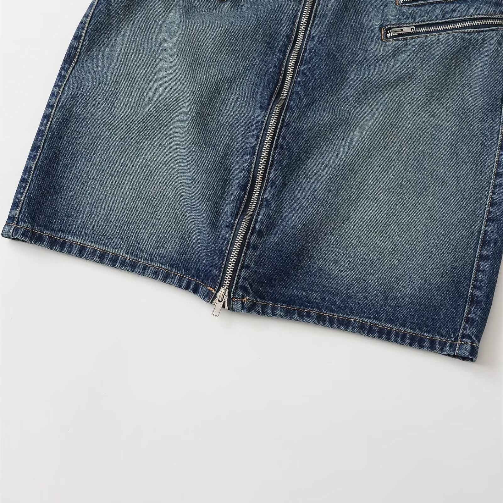 Mid waist casual denim Midi skirt - MODALIFE