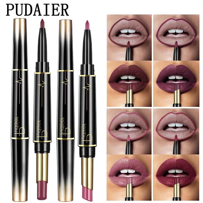 Matte Lipstick Wateproof Double Ended Long Lasting Lipsticks Brand Lip Makeup Cosmetics Nude Dark Red Lips Liner Pencil - MODALIFE