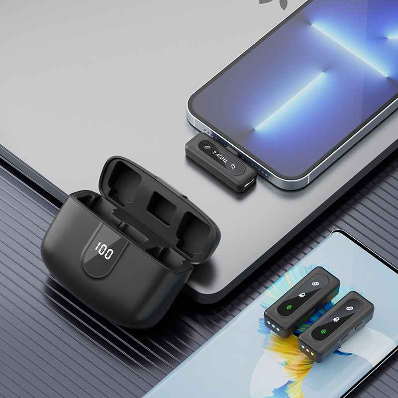 Wireless lavalier microphone J50 intelligent noise reduction digital display charging compartment digital display mini microphone - MODALIFE