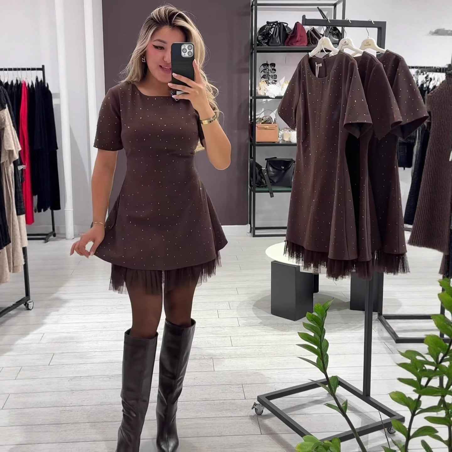 Round neck short sleeved slim fit dress - MODALIFE