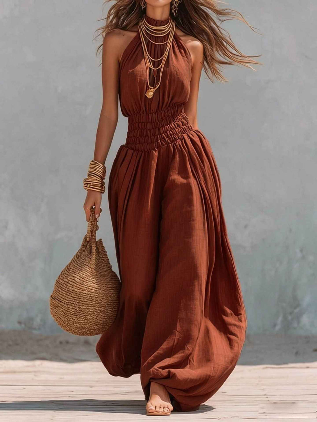 Sleeveless hanging neck lantern pants jumpsuit for women - MODALIFE