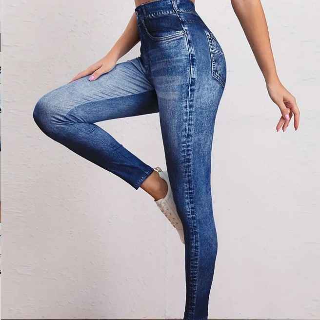 Retro High-Elastic Denim-Like Leggings Butt-Lifting Yoga Pants Denim-Style Yoga Pants Yoga Fitness Wear for Women - MODALIFE