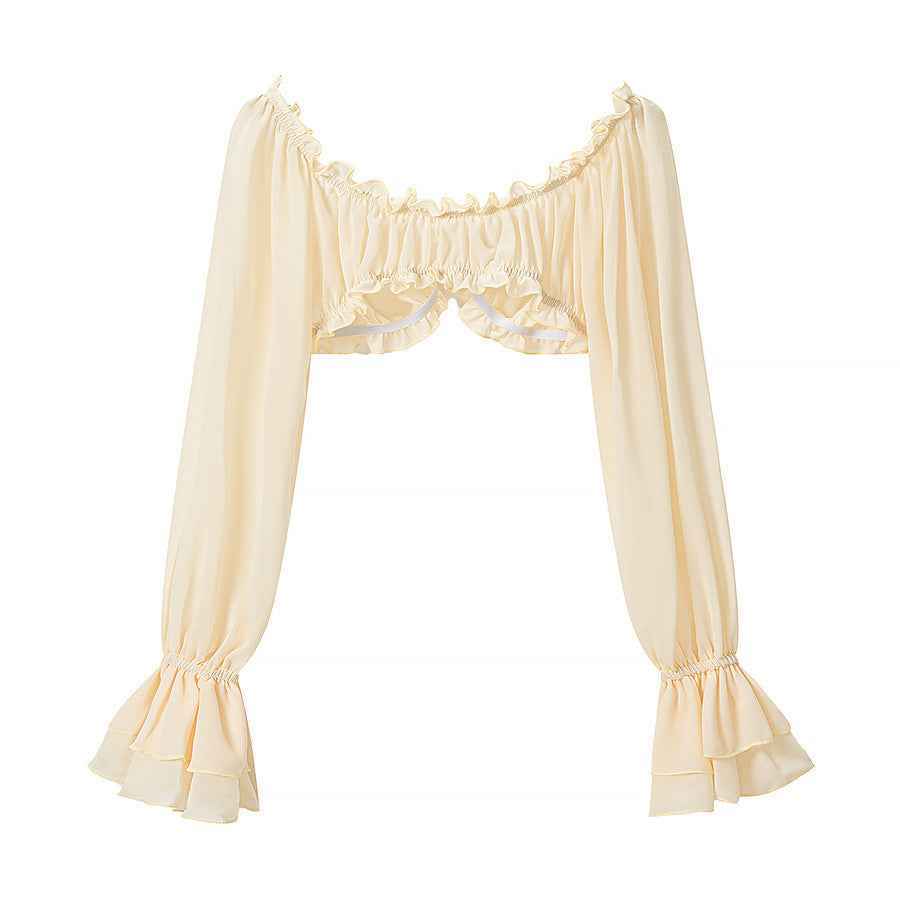 Strapless sexy short top+cake skirt two-piece set
