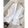Solid color lace patchwork small suit jacket for women's top - MODALIFE