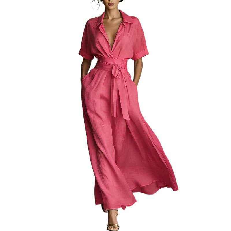 Solid color waist slimming dress