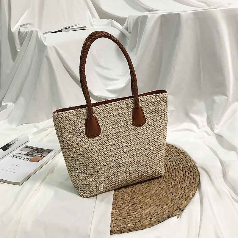 Fashion European and American Style Straw Woven Bag Shoulder Bag Simple Fashion Travel Beach Basket Crossbody Bag - MODALIFE