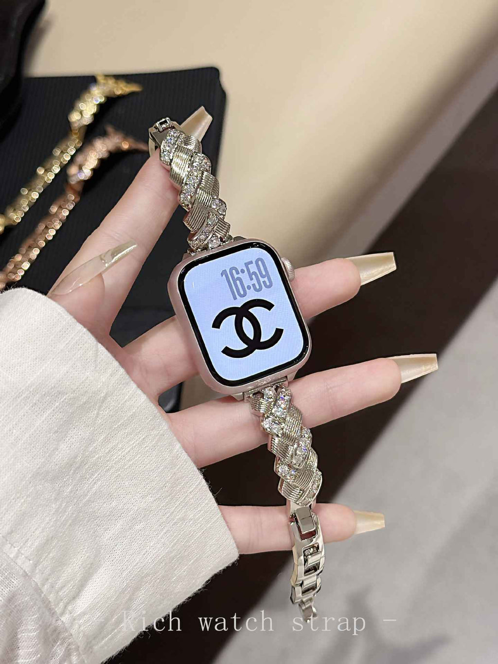 Wheat Spike Diamond-Encrusted Metal Starlight Watch Band for Apple Watch Female - MODALIFE