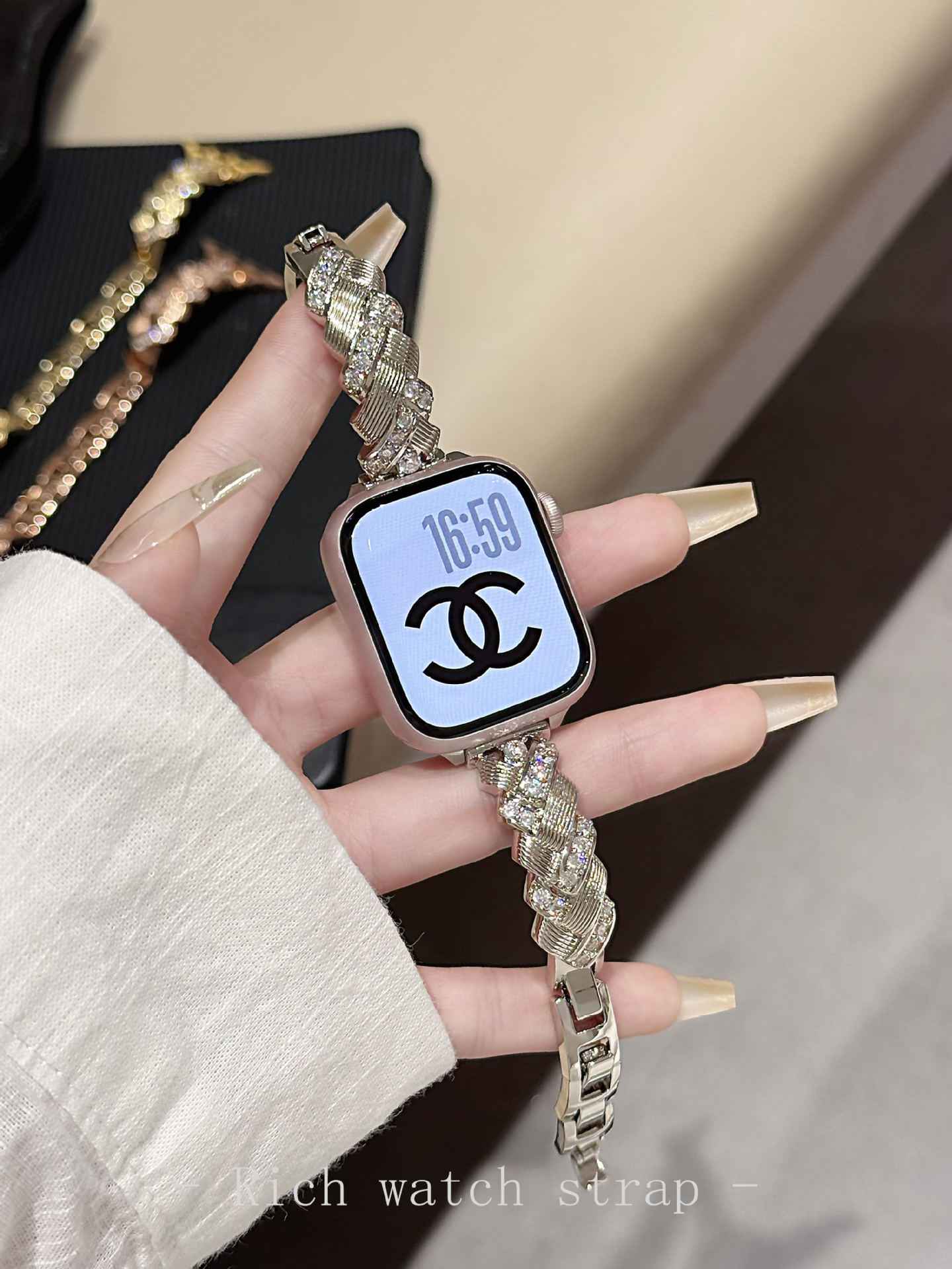 Wheat Spike Diamond-Encrusted Metal Starlight Watch Band for Apple Watch Female - MODALIFE