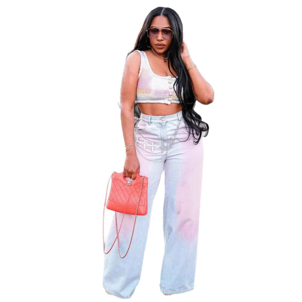 Fashion Gradient Blush Denim Pants - MODALIFE
