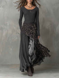 Long Sleeve Printed Maxi Dress - MODALIFE