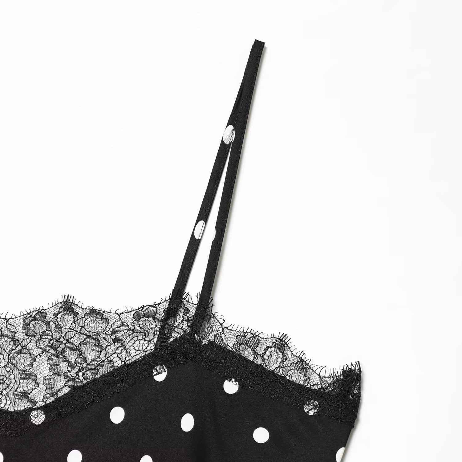 Vintage lace polka dot long camisole skirt