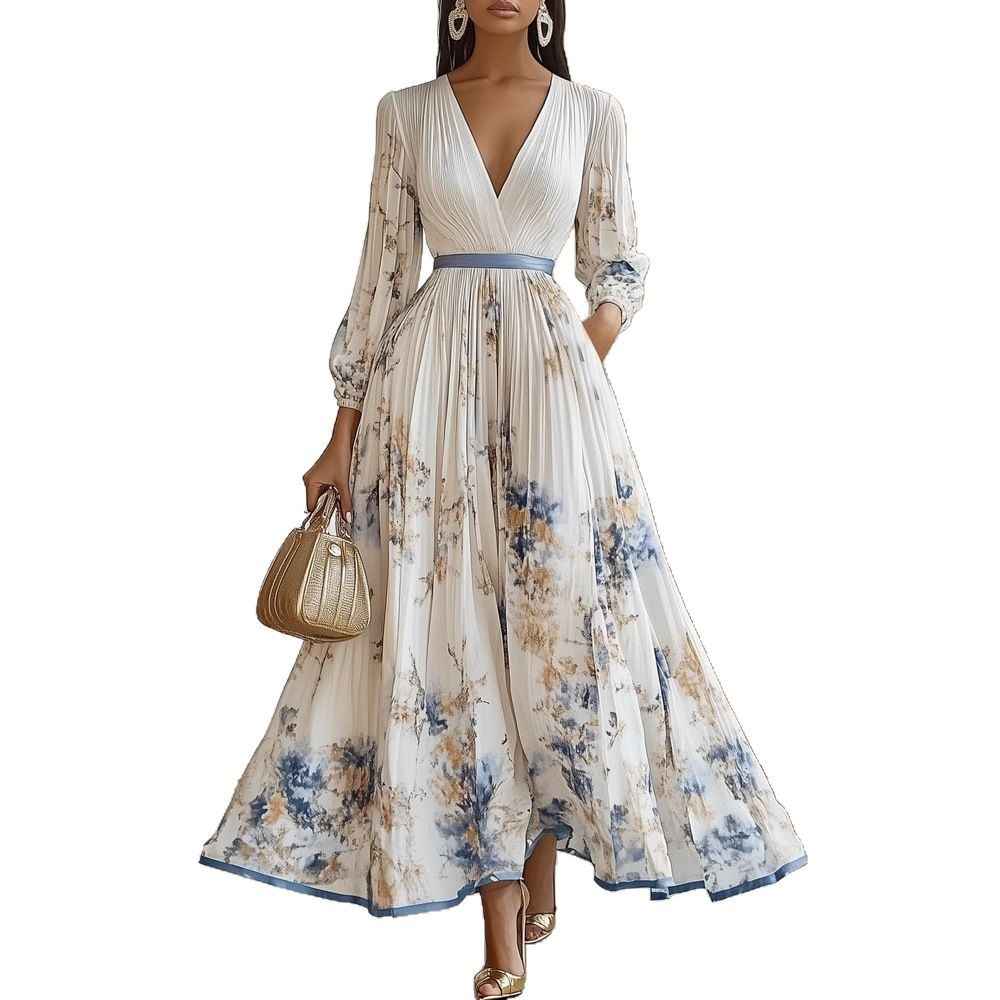 Long sleeved V-neck dress - MODALIFE