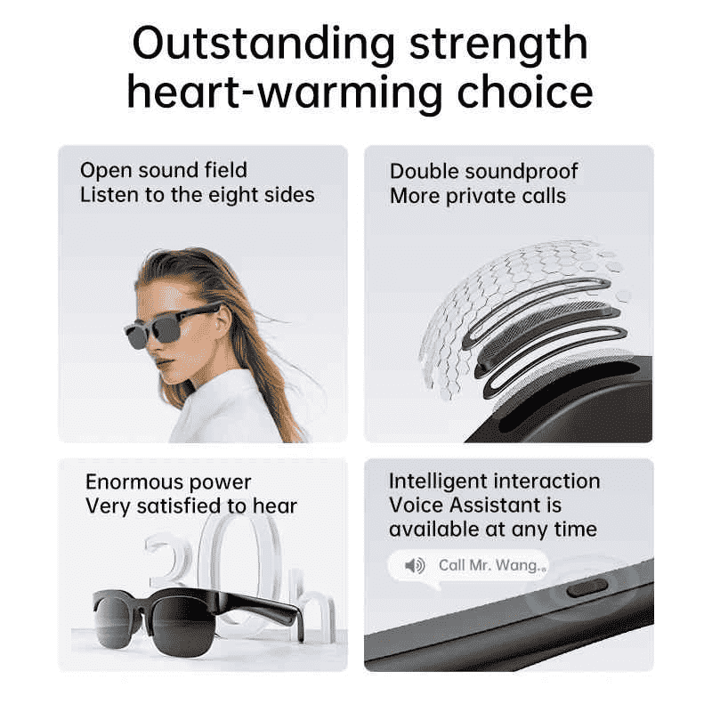 AI intelligent wireless Bluetooth 6.0 glasses listening to music making calls sports long battery life AI translation - MODALIFE