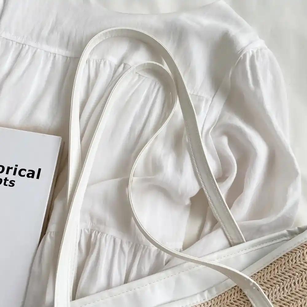 Straw Weave Leather Strap Tote Bag - MODALIFE