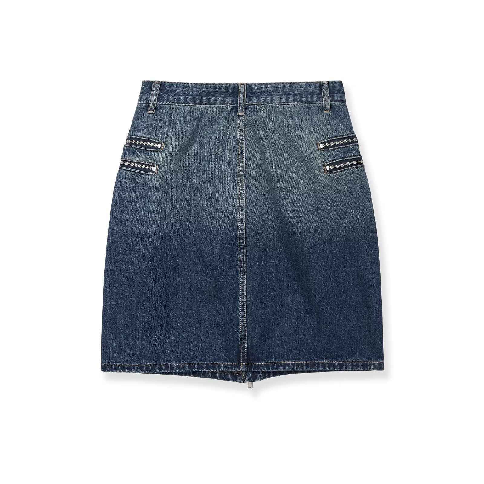 Mid waist casual denim Midi skirt