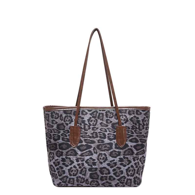 Women's Large-Capacity Fashion Shopping Tote – Leopard-Print PU Leather Shoulder & Hand Carry Bag - MODALIFE