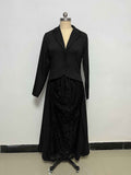 Chic Lace Suit Collar Two-Piece Long Sleeve Dress for Women - MODALIFE