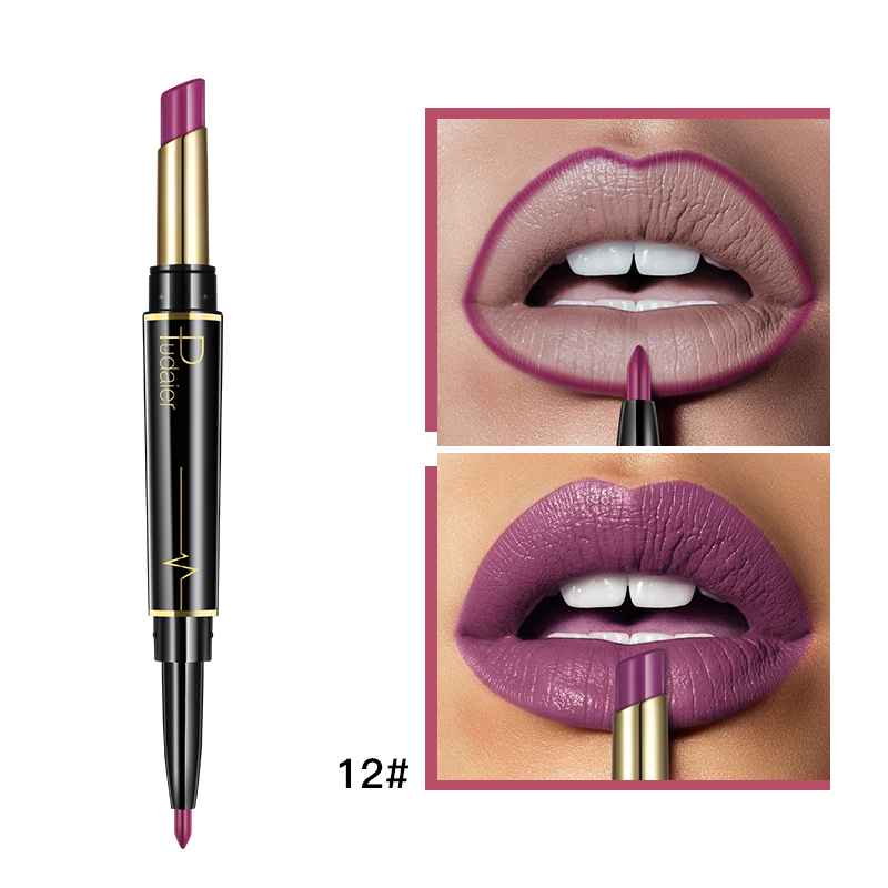 Matte Lipstick Wateproof Double Ended Long Lasting Lipsticks Brand Lip Makeup Cosmetics Nude Dark Red Lips Liner Pencil - MODALIFE