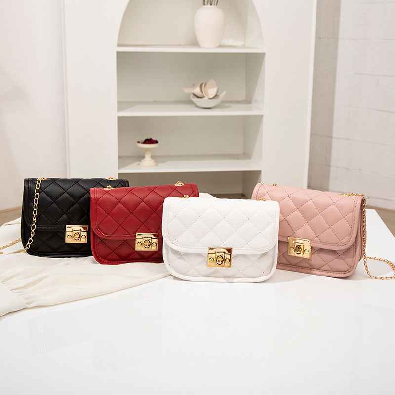 Small square bag embroidered diamond grid women's bag