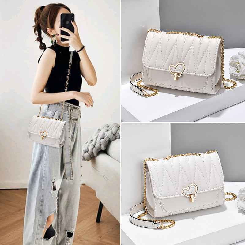 Peach Heart Lock Shoulder Bag Diagonal Cross Bag