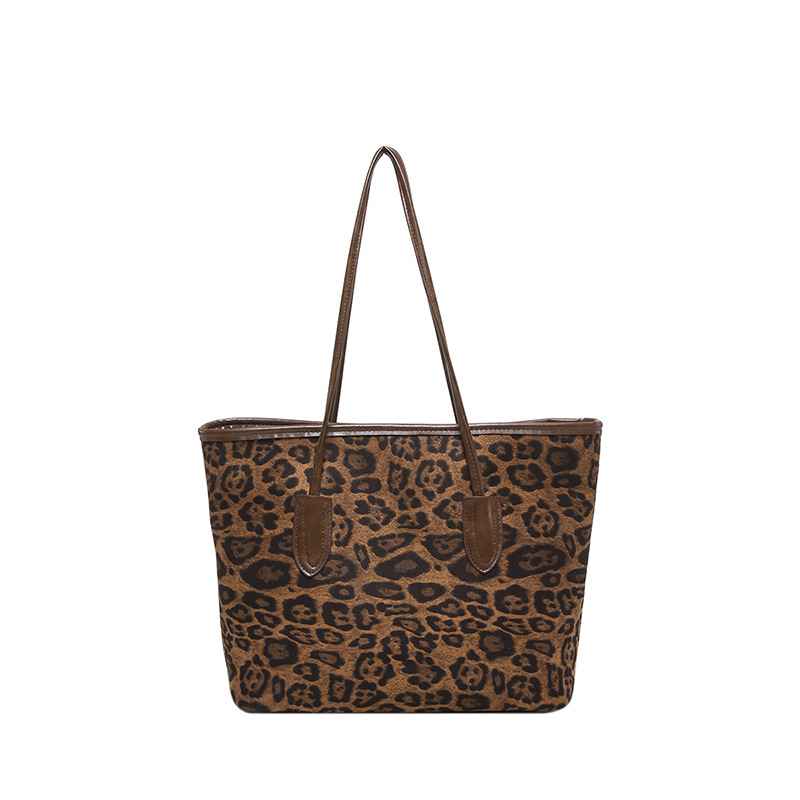 Women's Large-Capacity Fashion Shopping Tote – Leopard-Print PU Leather Shoulder & Hand Carry Bag - MODALIFE