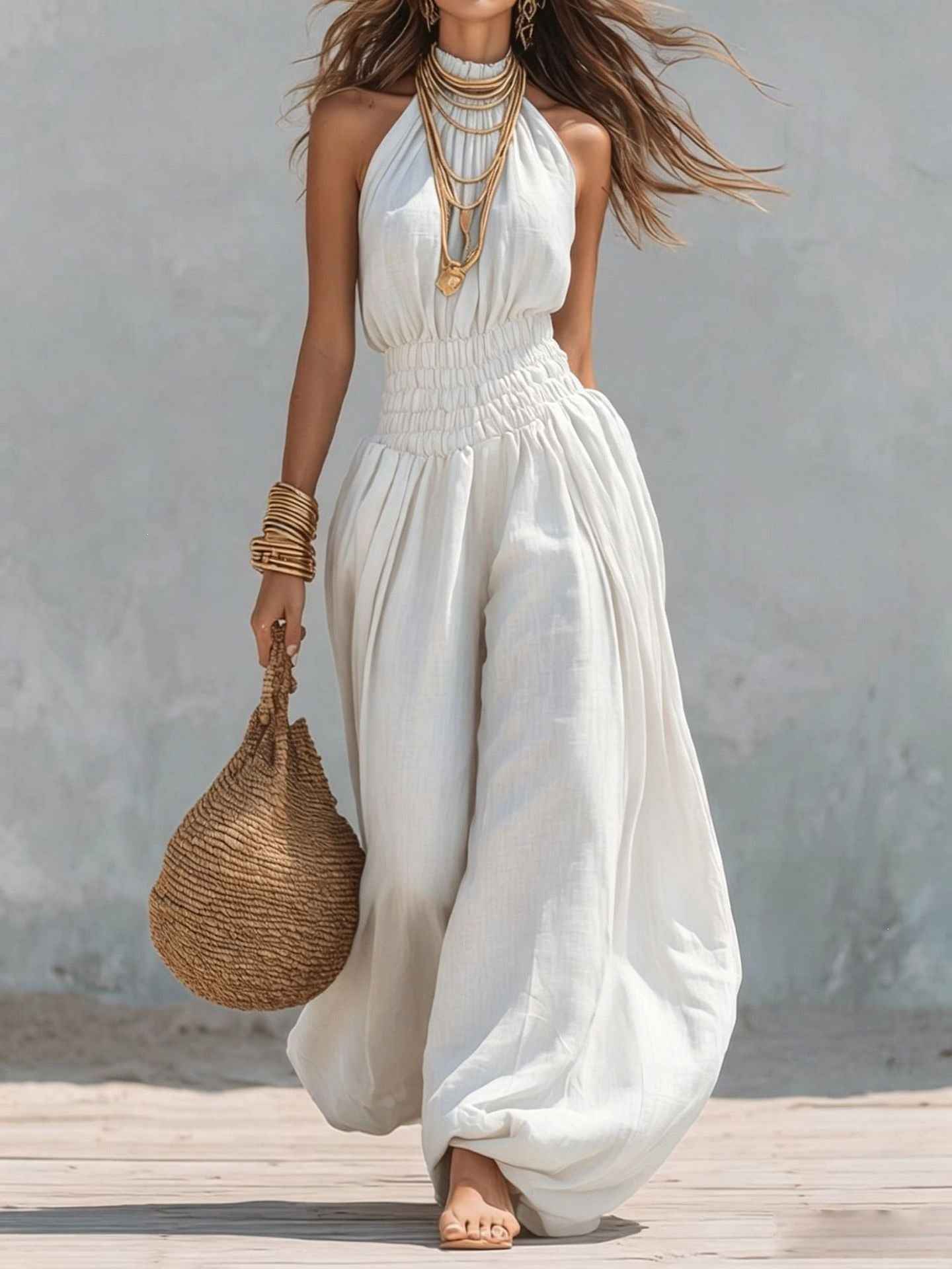 Sleeveless hanging neck lantern pants jumpsuit for women - MODALIFE