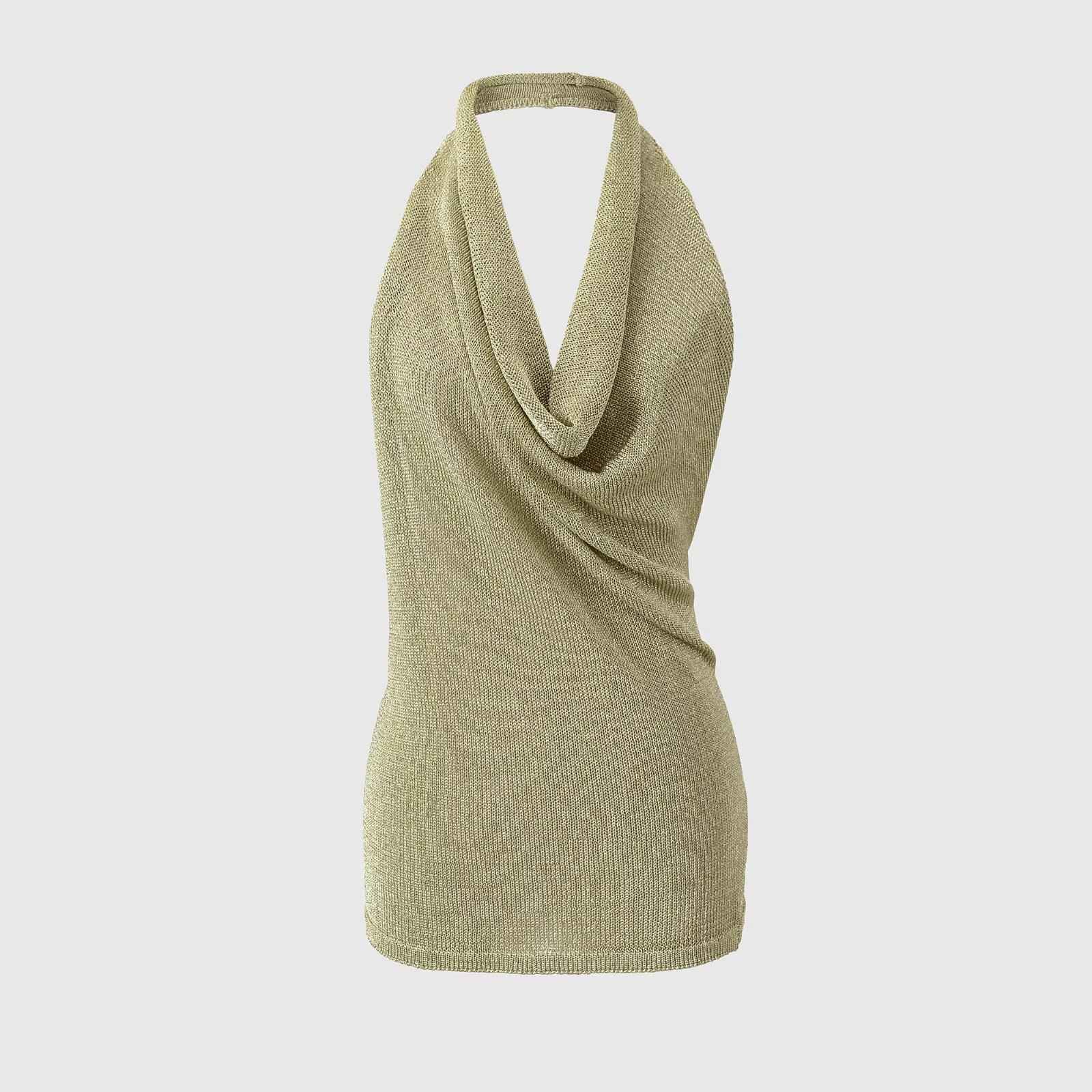 Metal wire casual knitted halter top - MODALIFE