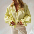 Style new women's flared sleeve plaid long sleeve shirt - MODALIFE