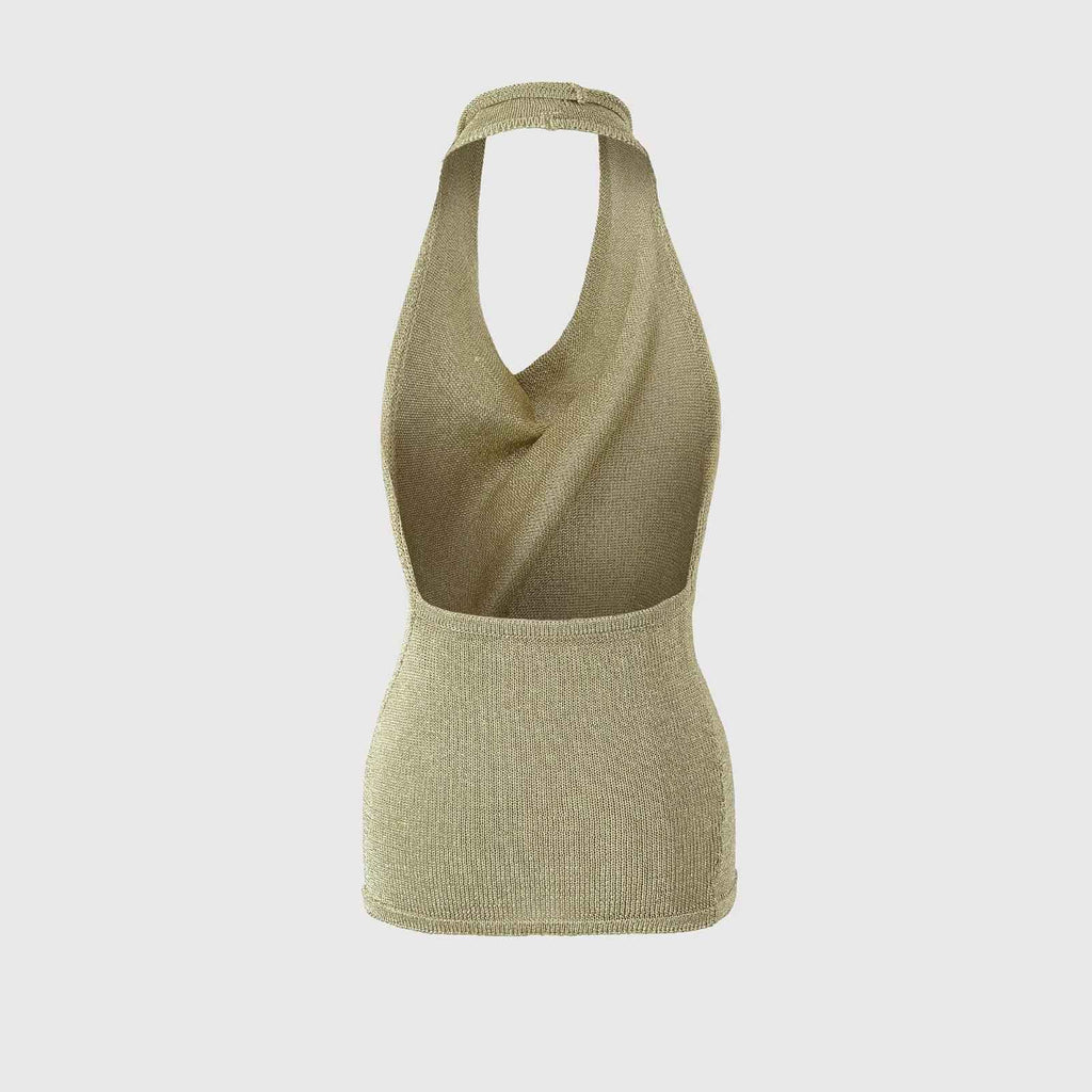 Metal wire casual knitted halter top - MODALIFE