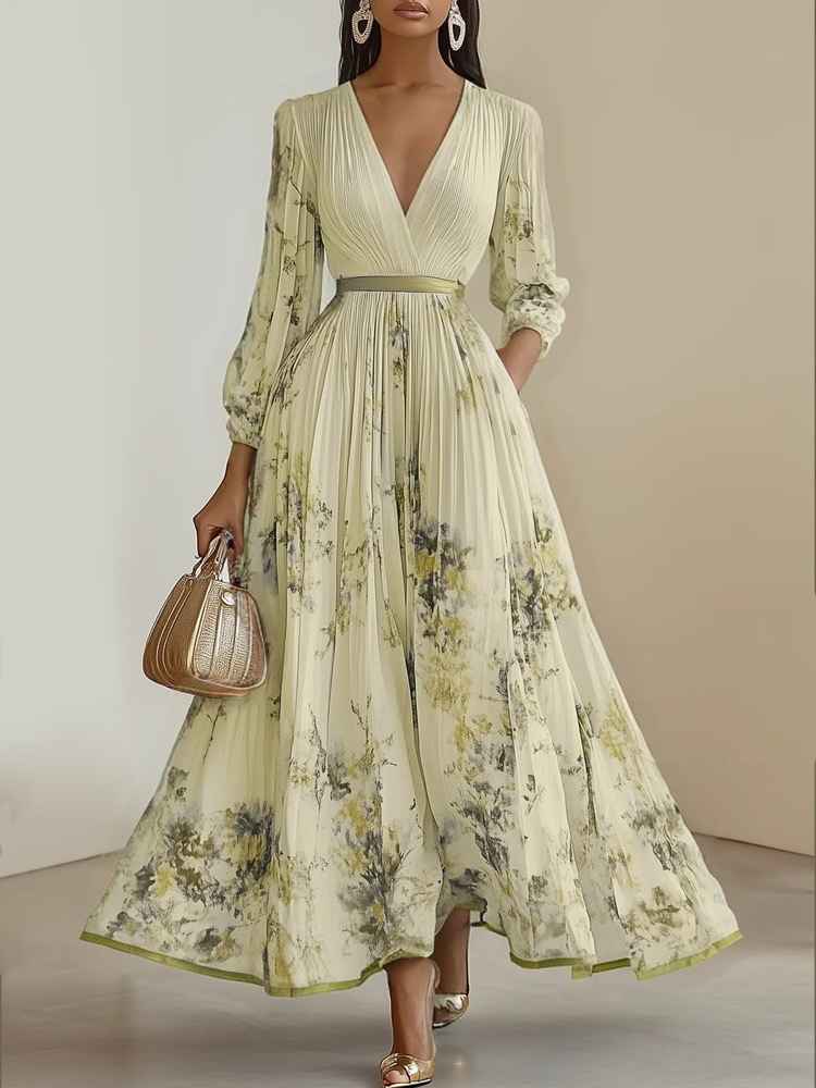 Long sleeved V-neck dress - MODALIFE