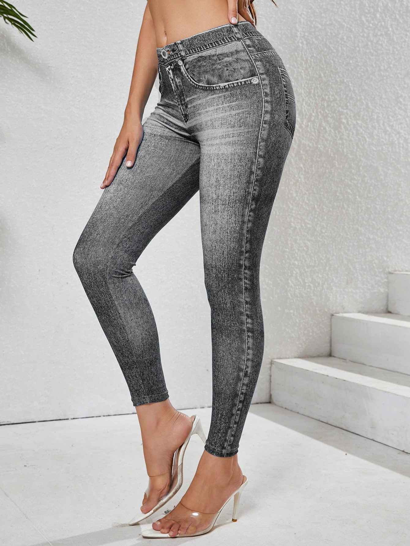 Retro High-Elastic Denim-Like Leggings Butt-Lifting Yoga Pants Denim-Style Yoga Pants Yoga Fitness Wear for Women - MODALIFE