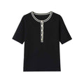 Lazy style contrasting color decoration side T-shirt - MODALIFE