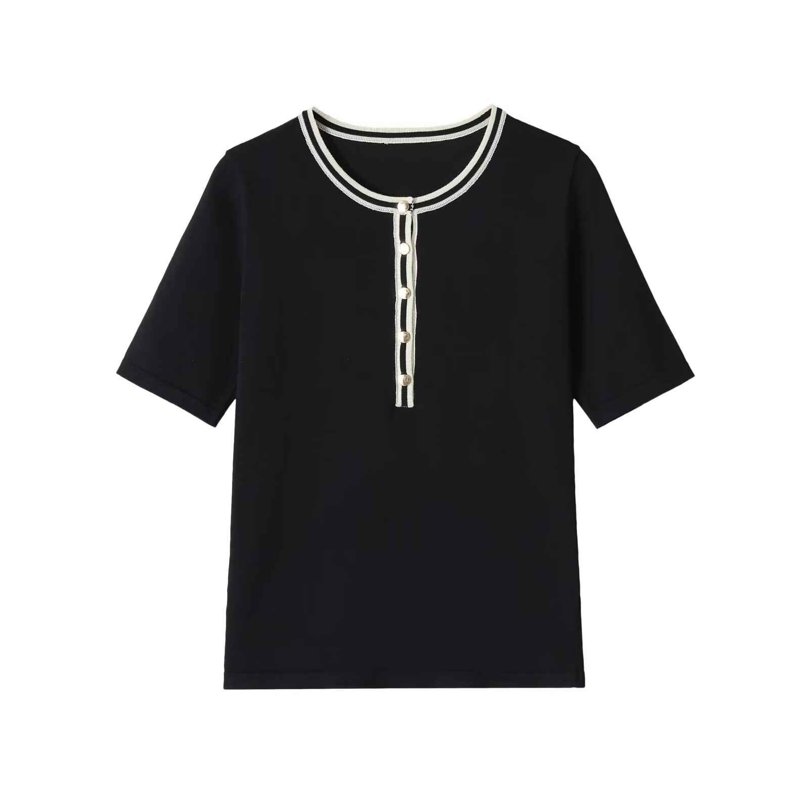 Lazy style contrasting color decoration side T-shirt - MODALIFE