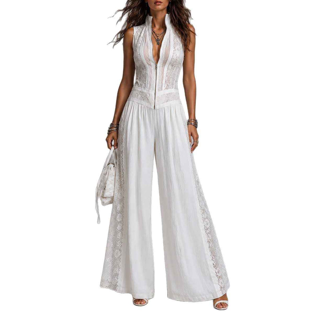 Sleeveless lace patchwork jumpsuit - MODALIFE