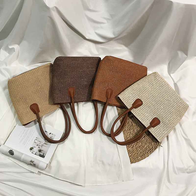 Fashion European and American Style Straw Woven Bag Shoulder Bag Simple Fashion Travel Beach Basket Crossbody Bag - MODALIFE