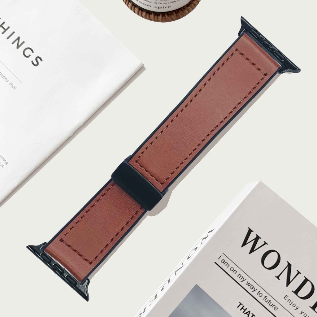 Compatible with Apple Watch 5/6/7/8/9 Ultra Magnetic Buckle Crazy Horse Texture Silicone Skin Strap - MODALIFE