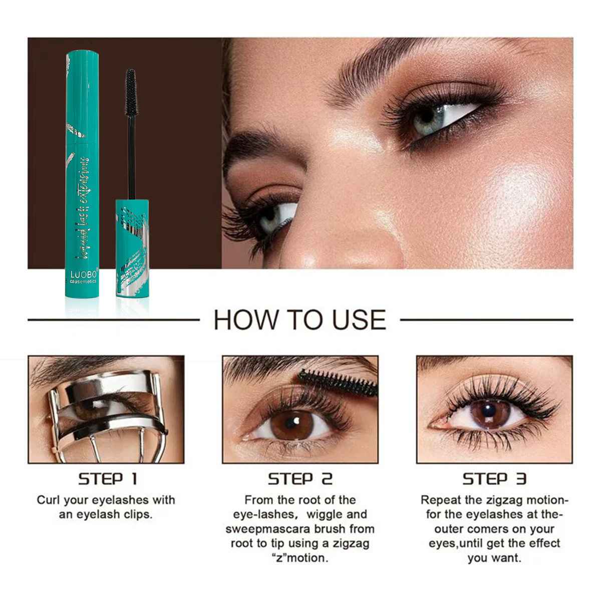 Green Box Mascara, Water-Removable, Long-Lasting, Smudge-Proof, Volumizing &amp; Lengthening, Waterproof, for Lash Enhancement - MODALIFE