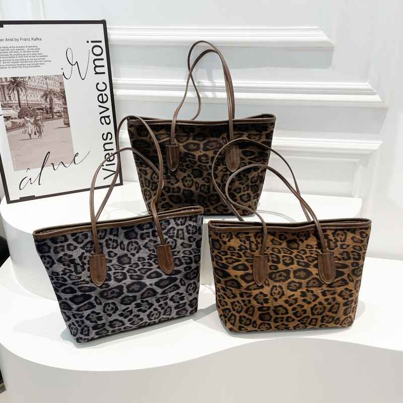 Women's Large-Capacity Fashion Shopping Tote – Leopard-Print PU Leather Shoulder & Hand Carry Bag - MODALIFE