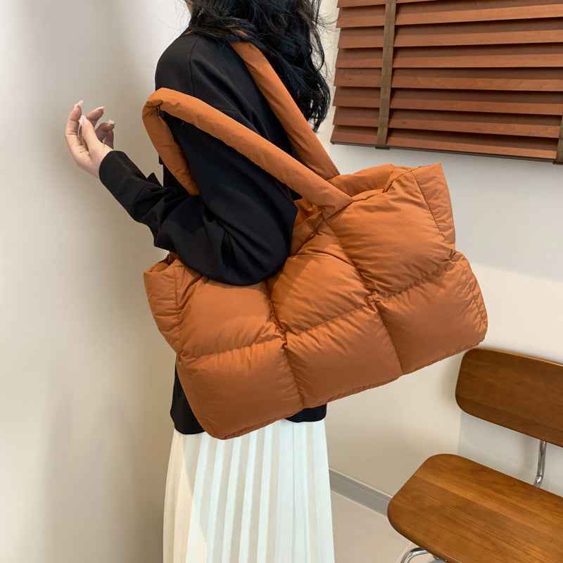 Quilted Single-Shoulder Bag Down Jacket Bag Large Capacity