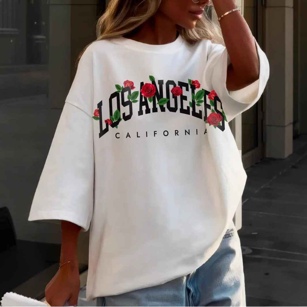 Short sleeved letter printed round neck T-shirt - MODALIFE