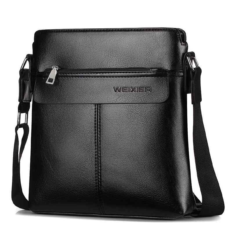 WEIXIER brand men's bag youth messenger bag zipper leather bag Ipad handbag men's shoulder bag - MODALIFE