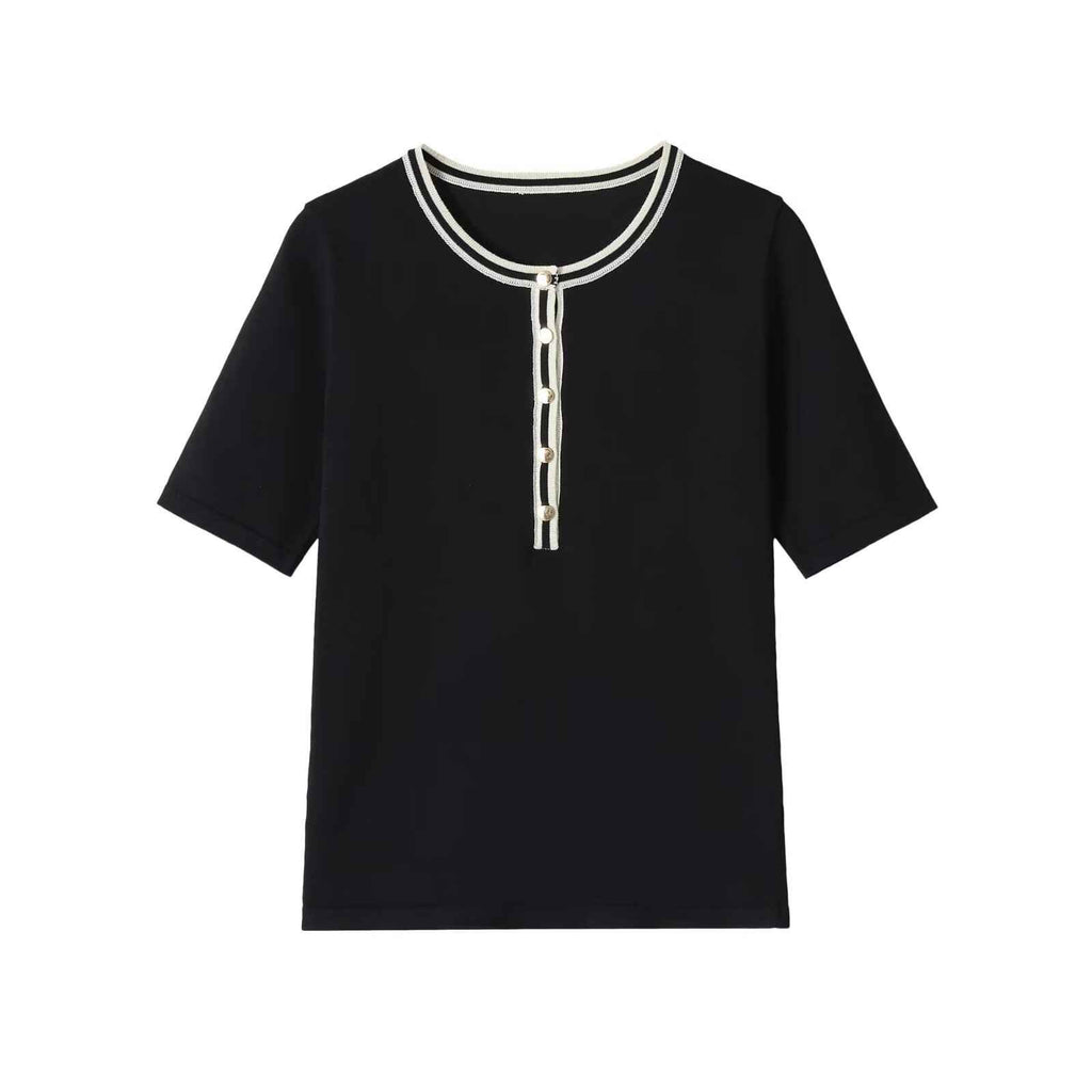 Lazy style contrasting color decoration side T-shirt - MODALIFE