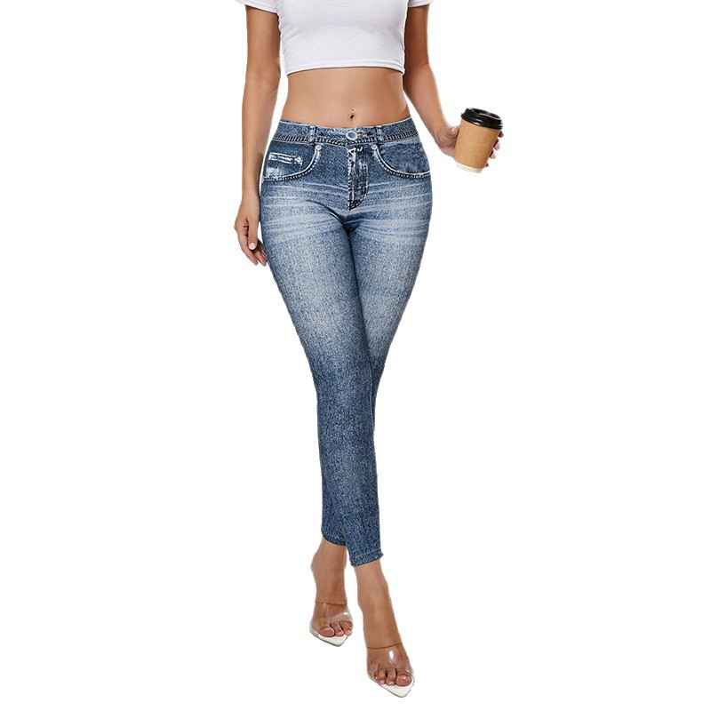 Retro High-Elastic Denim-Like Leggings Butt-Lifting Yoga Pants Denim-Style Yoga Pants Yoga Fitness Wear for Women - MODALIFE