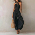 Sleeveless hanging neck backless high waisted jumpsuit - MODALIFE