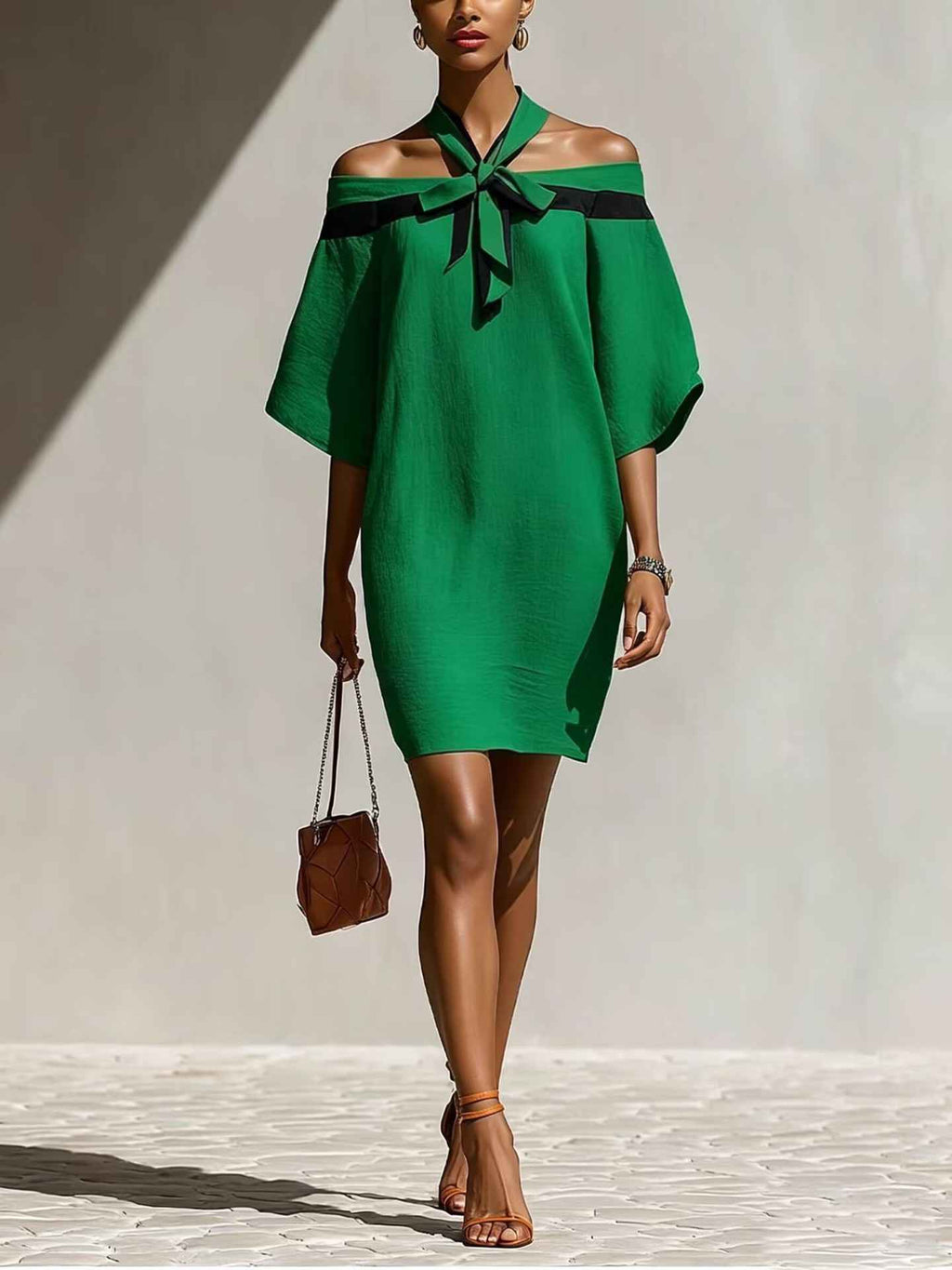 One shoulder bow collar dress - MODALIFE